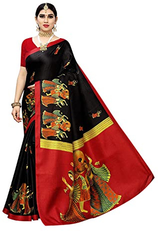 KULIA® Saree para mujer con blusa sin coser Vestidos tradicionales Ropa de fiesta nupcial Sari para fiesta de Bollywood boda Pooja Sari indio étnico Tela estampada Sari de seda Regalo para ella