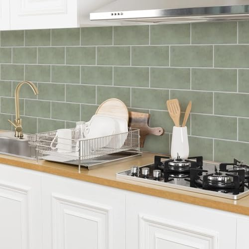 Neukids 36 stycken salvia gröna självhäftande plattor kök badrum självhäftande, kakel för limning kakeldekal grön, självhäftande kakel vägg kök badrum tvättstuga husbilar resehängen kakel