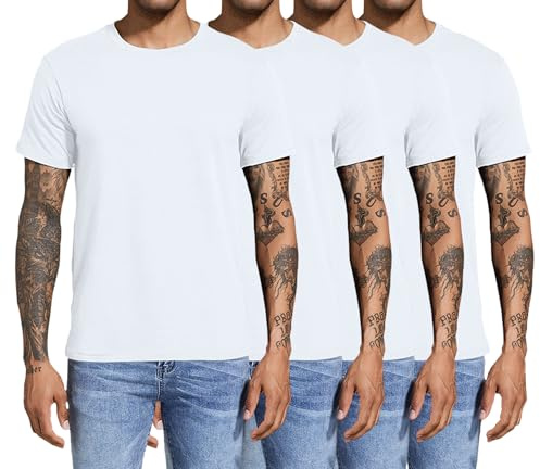 Boyzn Men's 3,4or 5 Pack Cotton T-Shirts, Short/Long Sleeve Crewneck Sport Tees, Cotton Gym Workout Running Shirts for Men