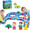 SANCO Wassertisch für Kleinkinder – Wasserbahn-Spielset für Kinder, 57-teilig, DIY-Tisch-Strandspielzeug auf Hinterhof, Rasen, Pool – Wasserspielzeug mit 4 Booten, Sommer-Outdoor-Aktivitätsbrunnen für