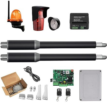 Electric Gate Opener Kit, Door Opener Linear Actuator DC Worm ar Automatic Swing Door Opener Electric Tube, Light, Button, GSM Operator(KIT Q)