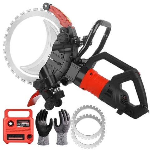 16-Tums Toroidformad Betongsåg, 8980 W Motor I Ren Koppar Och 3000 Varv/Min | 11,4-Tums Skärdjup, Dammfritt Vattensågning | Ringformad Kapsåg - Med 2 Blad Och Handske