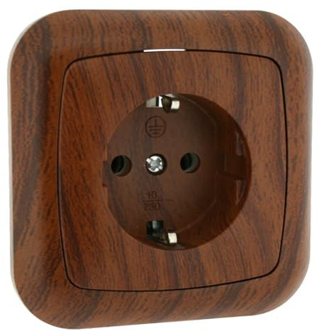 Enchufe empotrable - enchufe de madera, tipo T.T.L., ideal para instalaciones en interiores, diseño elegante y funcional. *