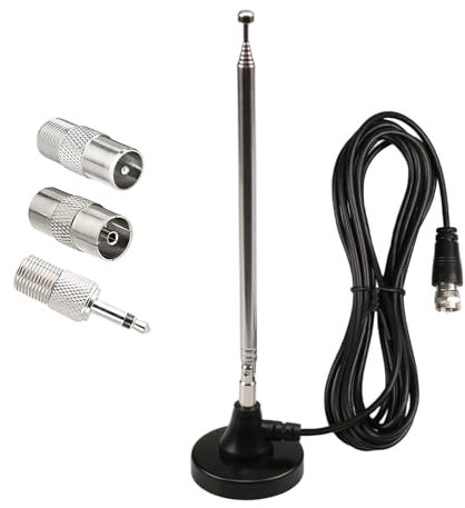 DAB UKW Radioantenne Digitale Teleskopantenne für den Innenbereich mit Magnetfuß 3 m Verlängerungskabel, für den Innenbereich DAB FM Radio Antenne, für 75 Ohm FM Radio Tuner Stereo AV- HiFi-Empfänger