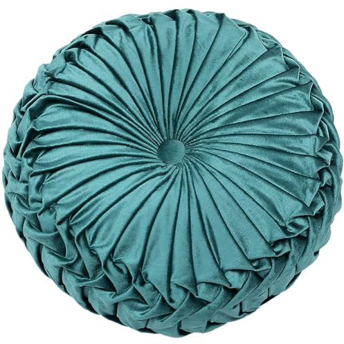 JORTUIO Almohada Redonda De Calabaza,Terciopelo Cojín Decorativo De Sofá,Cojines Lumbar para El Respaldo De La Sala De Estar Suave Y Multifuncional Decorativa para Sofá Y Cama(Verde,D: 35cmx10cm)