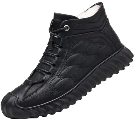 Maskjuwio Botas de invierno para hombre, forradas cálidas, impermeables, térmicas, cómodas botas de nieve con cordones, botas de invierno gruesas, planas y informales, botas de invierno ligeras, botas