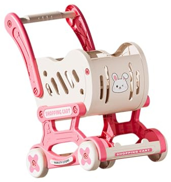 Folpus Chariot de courses pour enfants, chariot de supermarché, jouet d'éveil, d'épicerie pour garçons et filles, Rose
