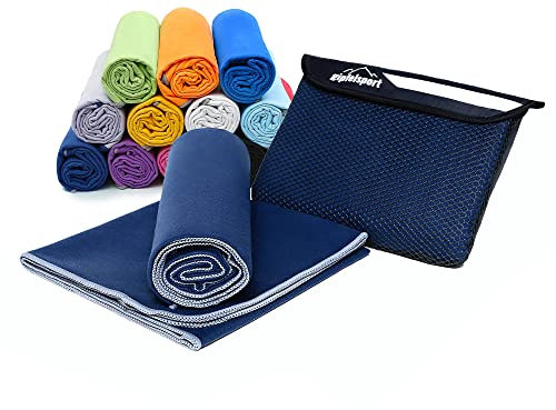gipfelsport Mikrofaser Handtuch Set - für Sauna, Fitness, Sport I Strandtuch, Sporthandtuch I Navy S: 80x40