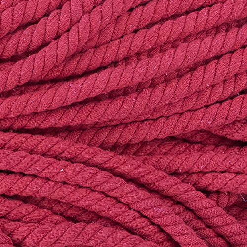 Super Soft 3 Strand Twisted Cotton Rope (Red, 1/2 Inch x 10 Feet)