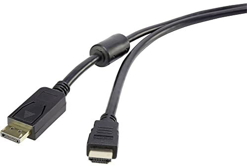 Renkforce DisplayPort / HDMI Adapterkabel DisplayPort Stecker, HDMI-A Stecker 3.00 m Schwarz RF-3301446 mit Ferritkern,