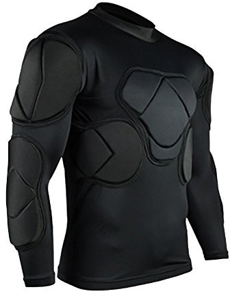 Lalander T-Shirt de Protection à Manches Longues avec Protections rembourrées pour Football, Basketball, Paintball, Arts Martiaux, Rugby