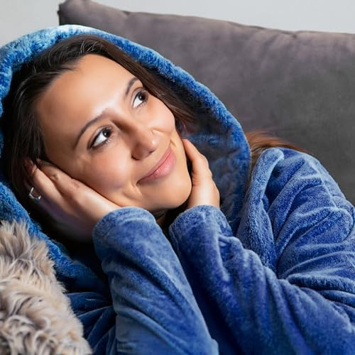 EURO MARKETING MANUFACTURING - FELPOTTO Calda coperta con maniche e cappuccio multicolore