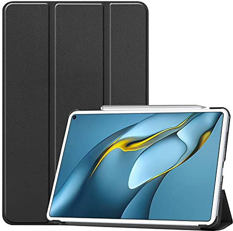 Lobwerk Hülle für Huawei MatePad Pro MRR-W29 2021 10.8 Zoll Smart Cover Etui mit Standfunktion und Auto Sleep/Wake Funktion Schwarz