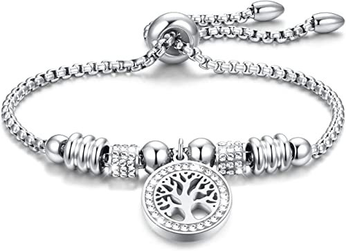 RoCetysell Pulsera Mujer Arbol de La Vida regalo dia de la madre para Mama, Pulseras Acero Inoxidable Plata Pulsera de Joyería Regalo para Mujer Original