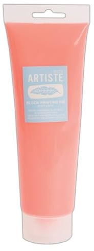 Artiste Water-Soluble Block Printing Ink, Fluorescent Pink 300ml, for Block Printing, Lino Printing, Linoleum, Screen Printing, for Artists Kit, Printmaking Art Paint Ink Supplies, Water-Based