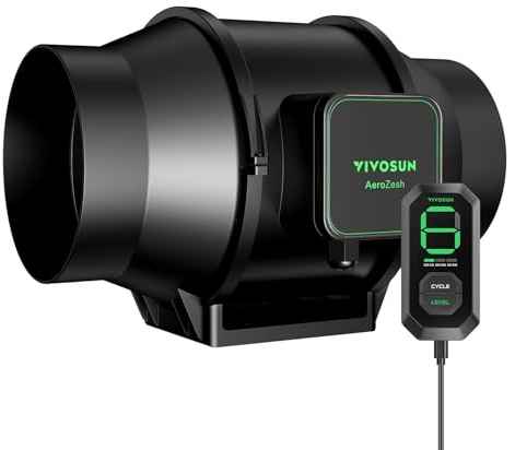 VIVOSUN AeroZesh S6 6 tum 405 CFM inline-kanalfläkt med E12 hastighetskontroll, helt programmerbar PWM-styrd EC-fläkt för växttält ventilation
