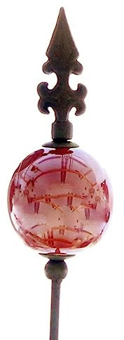 ETC dekorativer ausgefallener Gartenstecker mit weinrot glänzender Keramikkugel mit stilisierter Lilienspitze als tolle Gartendeko