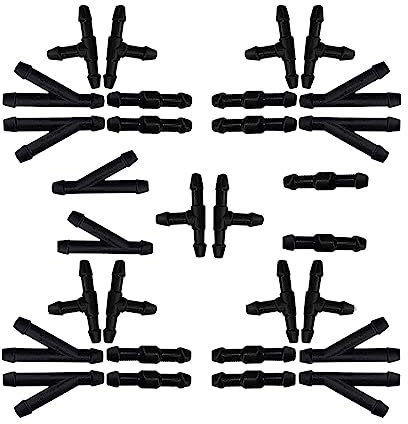 JNNJ 30 Pièces Connecteurs De Tuyaux, Raccord Droit De Tuyau Lave Glace Connecteur Raccord De Tube, Connecteur Tuyau Lave-Glace Connecteur Pulvérisateur Buse Lave-Glace Interchangeable（Noir）