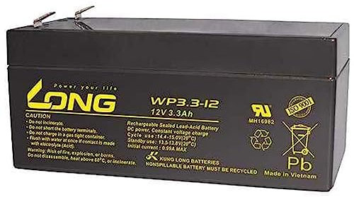 WP3.3-12 Kung Long Blei Akku mit 12 Volt und 3300mAh Kapazität, Faston 4,8mm Kontakte