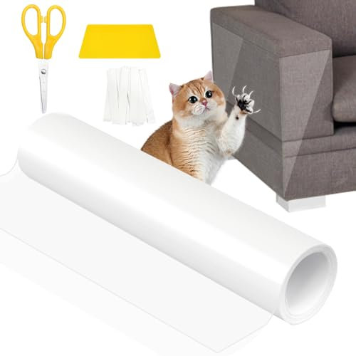 Aolawco Kratzschutz Folie Sofa Katze - 30 cm X 5m Selbstklebend Kratzschutz Sofaschutz Tür Katzen Hund, Anti Kratz Polstermöbel Schutz Kratzfolie Katze Tape Für Möbel Couch Sofa Wand Tür