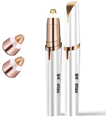 Gurelax Elektrischer Augenbrauenrasierer, Augenbrauen Trimmer Epilierer USB Aufladbar, Augenbrauenepilierer mit 2 x Ersatzköpfen Damenrasierer für Augenbrauen, Gesicht, Lippen