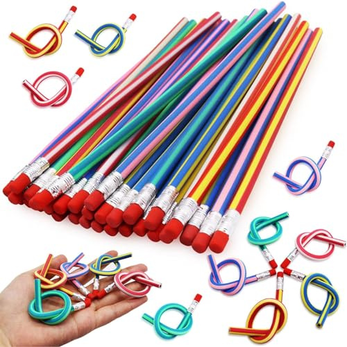 Flexibel penna, 20 st mjuk penna, hopfällbara pennor, flexibla blyertspennor, flexibla blyertspennor, mjuka färgpennor, för födelsedagspresenter, festpåsar för barn
