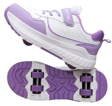 ENEN Chaussure a Roulette Mode Fille, Style de Rue Chaussures a roulettes Retractable Garçons, Basket Roulette Enfant, Roller 4 Roues Déformable Adolescents pour Intérieur Extérieur