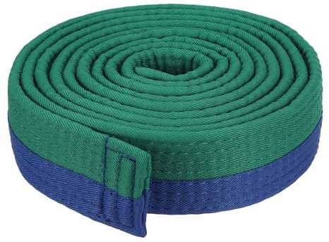 PATIKIL Cinturón de Rango de Taekwondo de Colores 1.6 x7.2ft 2.2m Cinturón de Poliéster para Artes Marciales Judo Karate para Enseñanza y Práctica de Entrenadores Verde-Azul