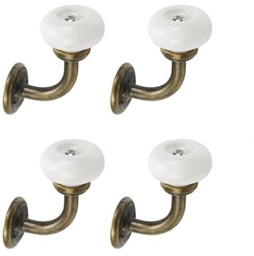 Fokroin 4 Pièces Crochets Muraux Vintage en Céramique et Fer - Patère Porte-Manteau Mural pour Serviettes