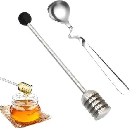 MIRKUZI Cucchiai per miele, 2 pezzi Set di cucchiai a spirale per miele e marmellata di cucchiaini da caffè in acciaio inossidabile adatti per cucchiaini da caffè marmellata sciroppo