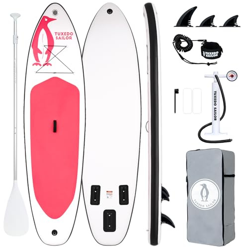 Tuxedo Sailor Stand Up Paddling Board 320 cm Aufblasbares Stand-Up Paddle Board für Adults mit SUP Zubehör, Stand Up Paddelbrett für Alle Könnensstufen (Pink)