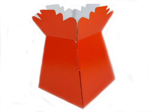 Hand-Tied Vase Florist Bouquet Boxes | Aqua Presentation & Transporter Boxes | Pack of 30 | Durable Flower & Plant Packaging | Glossy Orange