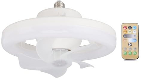 TOPINCN Dimmbare Deckenhöhlenlüfter Leichte, 360 Grad Dreh E27 LED Lampe 5 Klinge 48W Kleiner Deckenventilator mit Fernbedienung für Schlafzimmer, Garage, Keller, Workshop