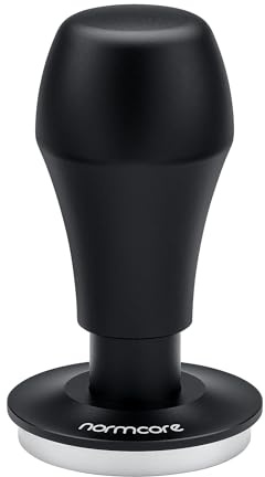 Normcore 51,5 mm Kaffetamper V4.1 med klickljudsåterkoppling, fjäderbelastad tamper med platt bas i rostfritt stål, kompatibel med La Pavoni spakmaskin, svart