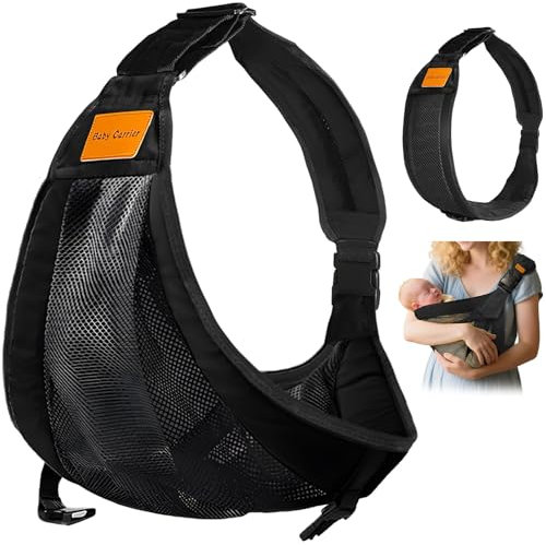 IBOPUXIU LatéRale Porte Bebe, Porte Bebe Hanche Respirante, RéGlable Et Enveloppante Pour Nouveau-néS, Echarpe De Portage Bebe Pour Les Nouveau-néS Jusqu'à 3-36 Mois (Noir)