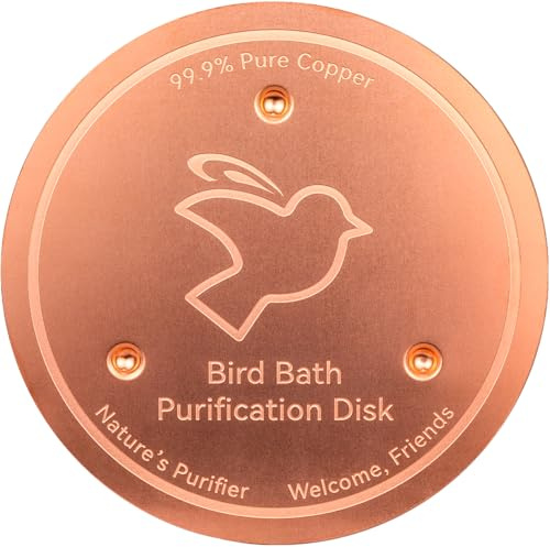 Mellbree 99.99% Pure Copper Purification Disk for Bird Bath Clean, Birdbath Cleaner 0.6mm Self-Cleaning Design Keeps Water Fresh Year-Round, Fit for Outdoor Birdbaths & Bowls Bird Bath Fountains etc.