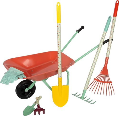 Small Foot Large Garden Set with Tiny Garden Wheelbarrow, Tools, Gloves, from 3 Years, 12819