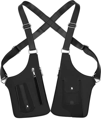 Sac Bandoulière Double Homme, Sac De Harnais D'épaule, Sac De Poitrine Antivol En Cuir, Bandoulière Double Sous Le Bras Avec Poches Multiples Anti Vol Imperméable