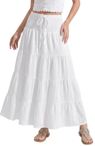 Chicpant 2 en 1 Jupe Femme Ete Taille Haute Élasticité Jupe Femme | Élégance Confort Boheme Chic Avec Cordon Décontractée Grâce Vacances L'Été Plage Tissu Souple Et Fluide