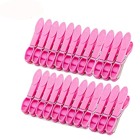 Strong Plastic Clothes Pegs for Drying Laundry Clothing Line Clips Set Travel clothespins 24 Pack Rose Red