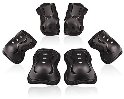 BOSONER Knieschoner Kinder Schoner Inliner Protektoren Schützer Inline Skates Knie Und Ellenbogenschützer Knieschützer Skateboard Rollschuhe (A#Schwarz, S(3-8 Jahren))