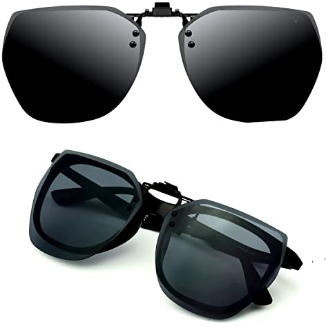 CREYESTAL Clip Lunettes de Soleil Polarisées, Relevable et Ultra léger, Surlunettes de soleil, Clip Solaire, Homme, Femme, 100% Anti-UV, Certifié CE