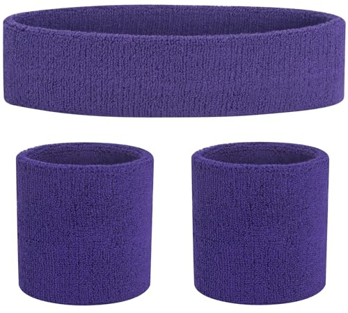 FACATH Gestreiftes Schweißband-Set Sport-Stirnband-Armband-Set Frottee-Armband Sportübungs-Basketball-Armbands-Stirnbänder