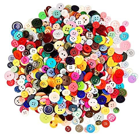 2000 Stück Bunte Knöpfe,Kunststoff Bastelknöpfe Kinderknöpfe in verschiedene Größen und Farben,Knöpfe Harz,Bunt Knöpfe zum Basteln, für Kinder DIY Basteln Painting Geschenk Deko