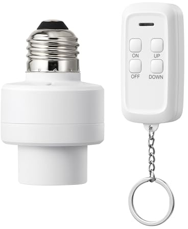 DEWENWILS Remote Control Light Socket with Dimmer, Wireless Light Switch, Dimmable Remote Light Bulbs Socket Switch, 100FT, E26 E27 Base with Controller, No Wiring, for Closet, Basement, ETL Listed