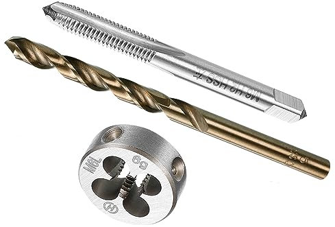 CoCud Metrisches Gewindebohrer und Matrize und Bohrer Bit Set M6 x 1 Gewindebohrer und Matrize 5.0mm Bohrer Linke Hand Maschinenschraube Gewindebohrer - (für Gewindeschneiden Reparatur)