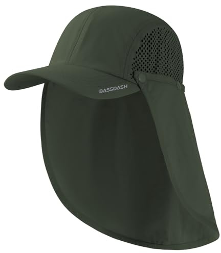 Bassdash UPF 50 + Cappello da Pesca Pieghevole Cappello da Baseball cap con Collo Rimovibile Flap Portatile per Uomini Donne Golf Escursionismo
