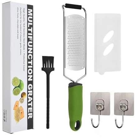 SNZ Grattugia Manuale in Acciaio Inox per Formaggio, Verdure, Parmigiano Reggiano, Limone, Zenzero, Agrumi - Lavabile in Lavastoviglie