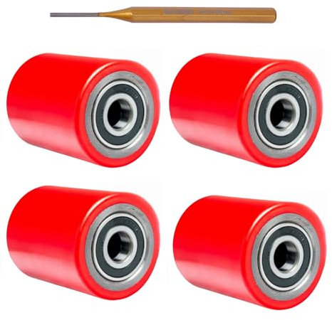 Ruedas de Transpaleta de Poliuretano,Rodillos Transpaleta 70x60x20 mm, Pack de 4 Unidades