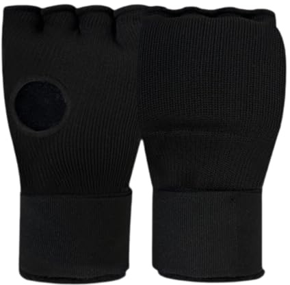 Perfeclan Guanti Interni da Boxe per Bambini, Guantini da Kickboxing, Protezione sotto i Guanti, Guanti da Boxe Mezze Dita, Fasce per Le Mani per MMA, Sparring, Nero